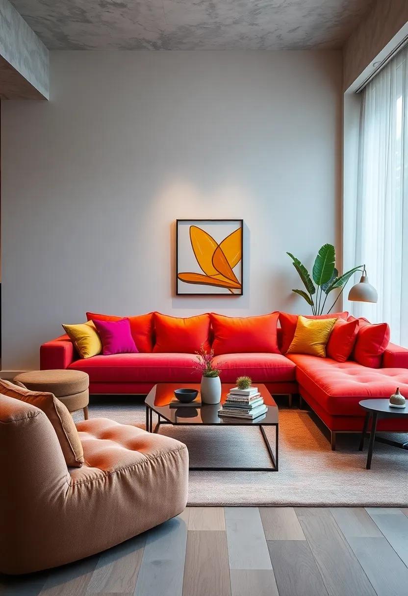A Colorful Sofa: Invest in a bright,unconventional sofa that serves as the focal point of your room,radiating positivity and cheer