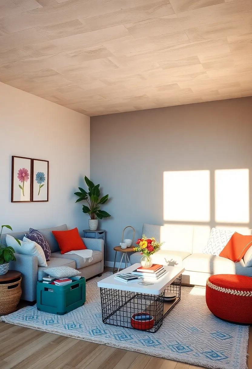 Whimsical Storage Solutions: Use colorful crates ‌or playful baskets to keep ‌clutter at bay while adding character ​to your living area