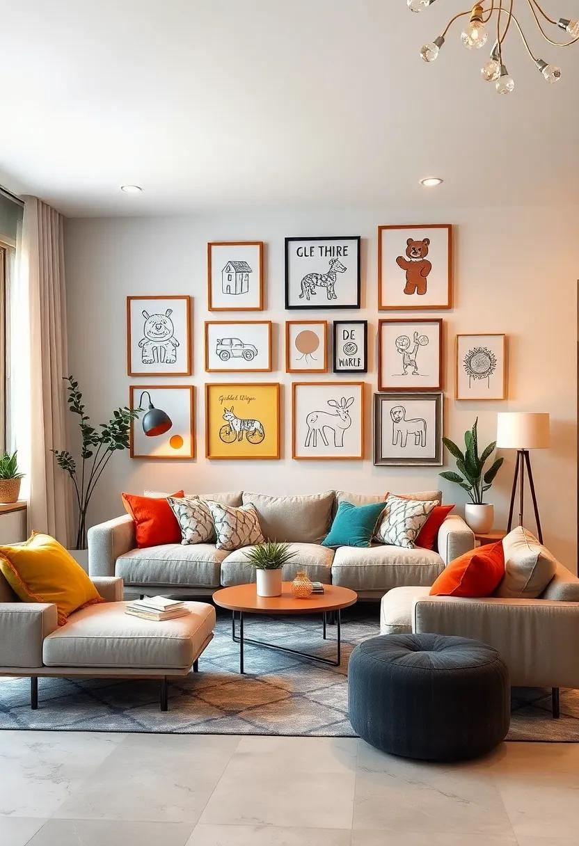 Quirky Wall Art: Curate‍ a gallery wall filled ​with⁢ whimsical prints,​ childlike sketches, or even your‍ own framed doodles‌ to ignite creativity