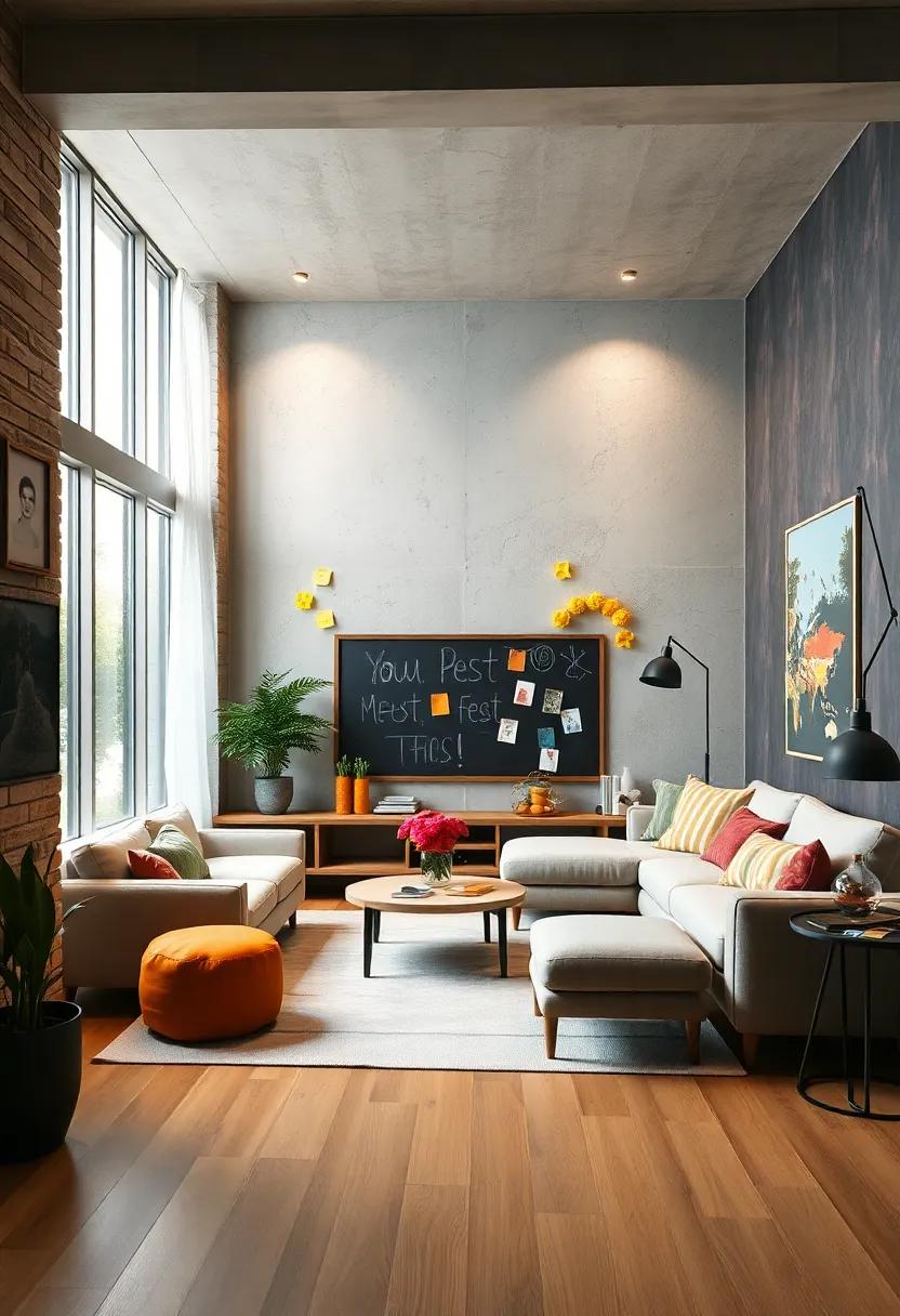 Interactive ⁢Wall‍ Décor: ⁤Use chalkboard ‍paint or sticky notes⁢ on one ‍wall ‍for doodling,leaving messages,or displaying your family’s artistic​ flair