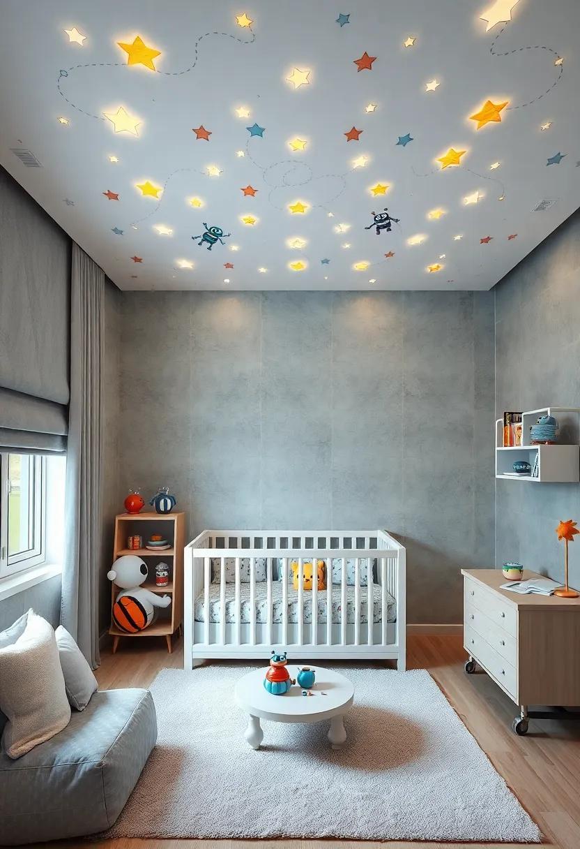 Ceiling stars and Bots: Paint⁤ the ⁢ceiling with ‍glowing stars and‍ cartoonish⁢ robots, allowing kids to ​explore a galaxy of imagination⁢ while bedtime⁣ stories unfold