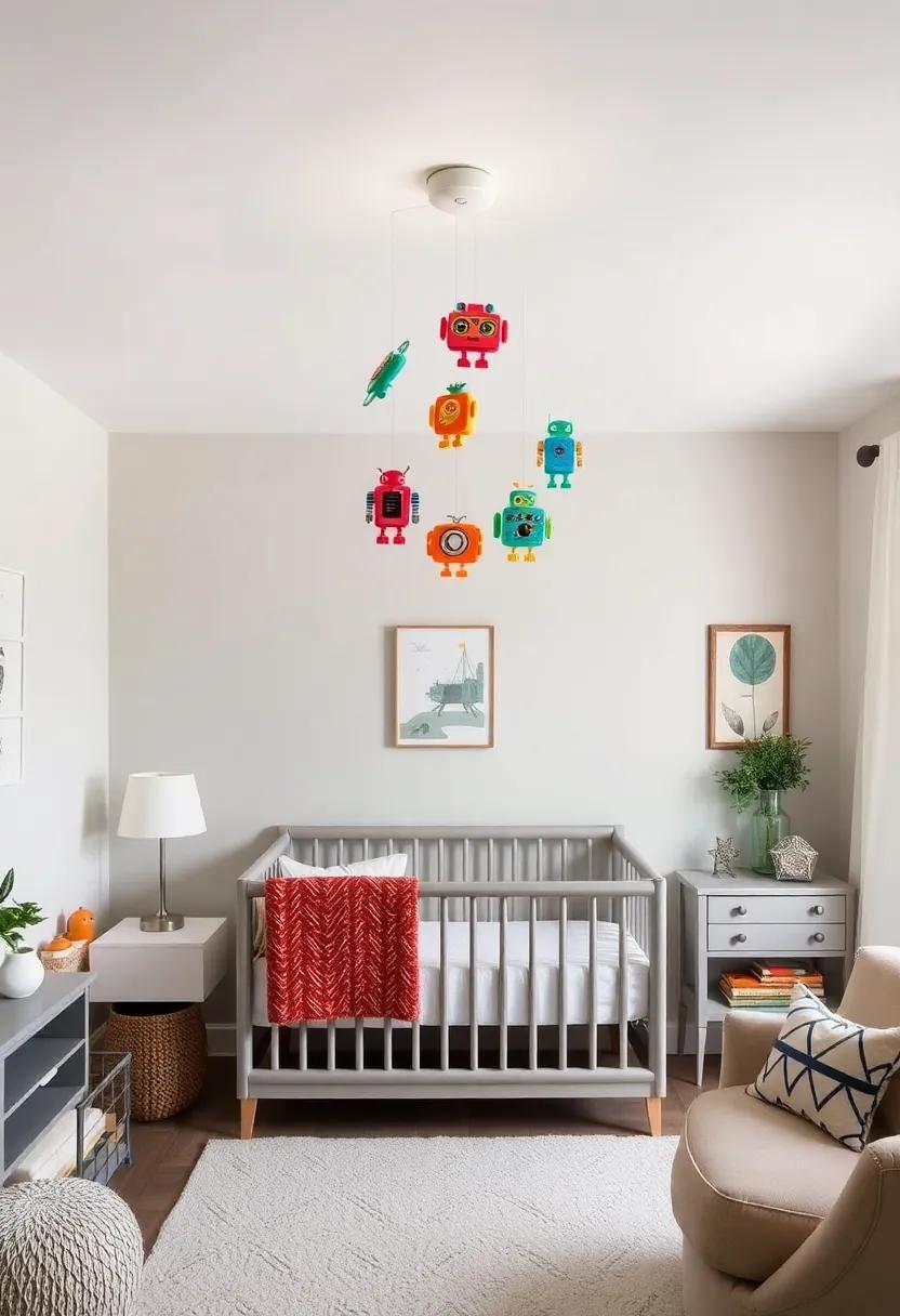 DIY Robot Mobile: ⁢Create a ‍stunning overhead ‍mobile ⁣using colorful ‌robot shapes that ⁣dance gently⁤ above⁢ the crib,‌ captivating your little ⁤one's⁣ gaze