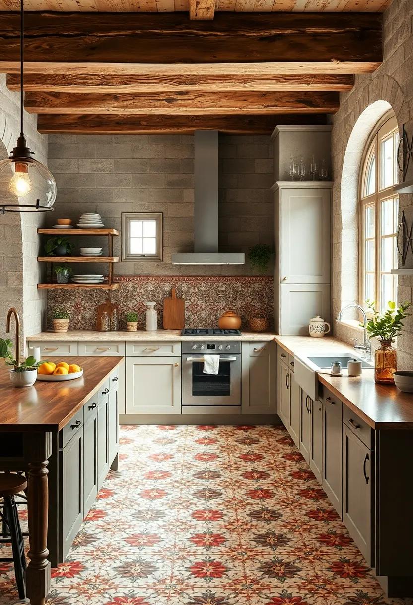 Classic Tile Patterns: Incorporate vintage-inspired tiles with floral or geometric patterns for a retro touch that enhances your⁤ rustic theme