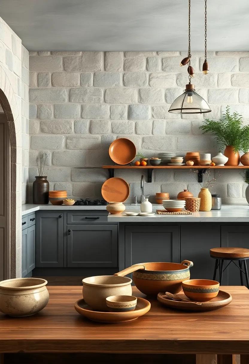 Handmade ⁢Pottery: Incorporate handmade pottery for bowls and dishes that add unique flair and a personal touch to your kitchen ​setting
