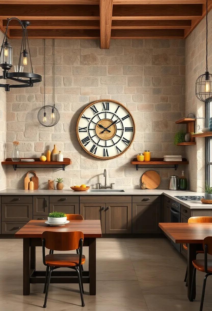 Quirky Wall Clocks: Hang a large, quirky ⁢wall clock with a‌ vintage design, acting as a functional piece⁢ of art for your kitchen