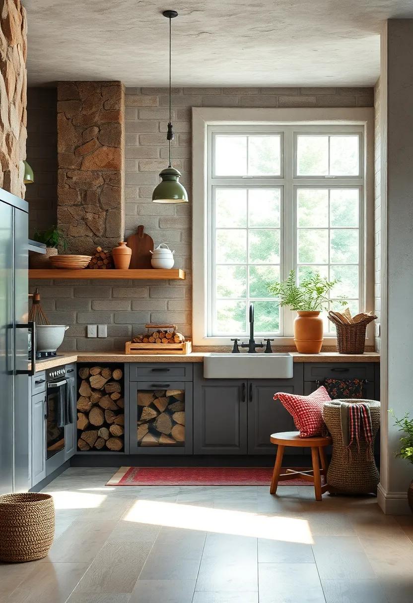 Stacked Firewood: For an ​authentic touch, stack firewood as part of your decor, creating a warm, woodland feel to the surroundings