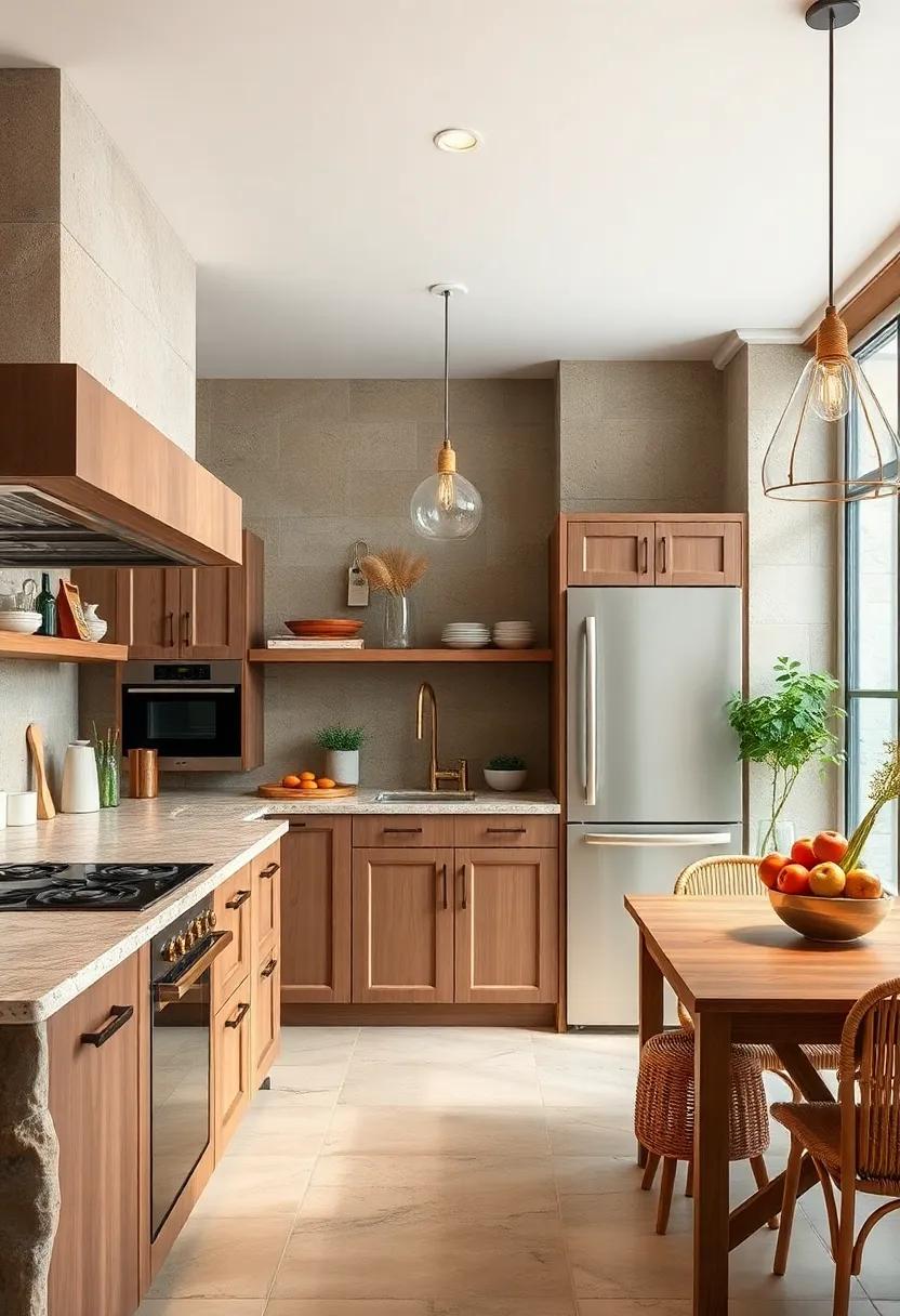 Stone Details: Use natural stone for countertops​ or backsplashes to introduce an element of rustic elegance and durability