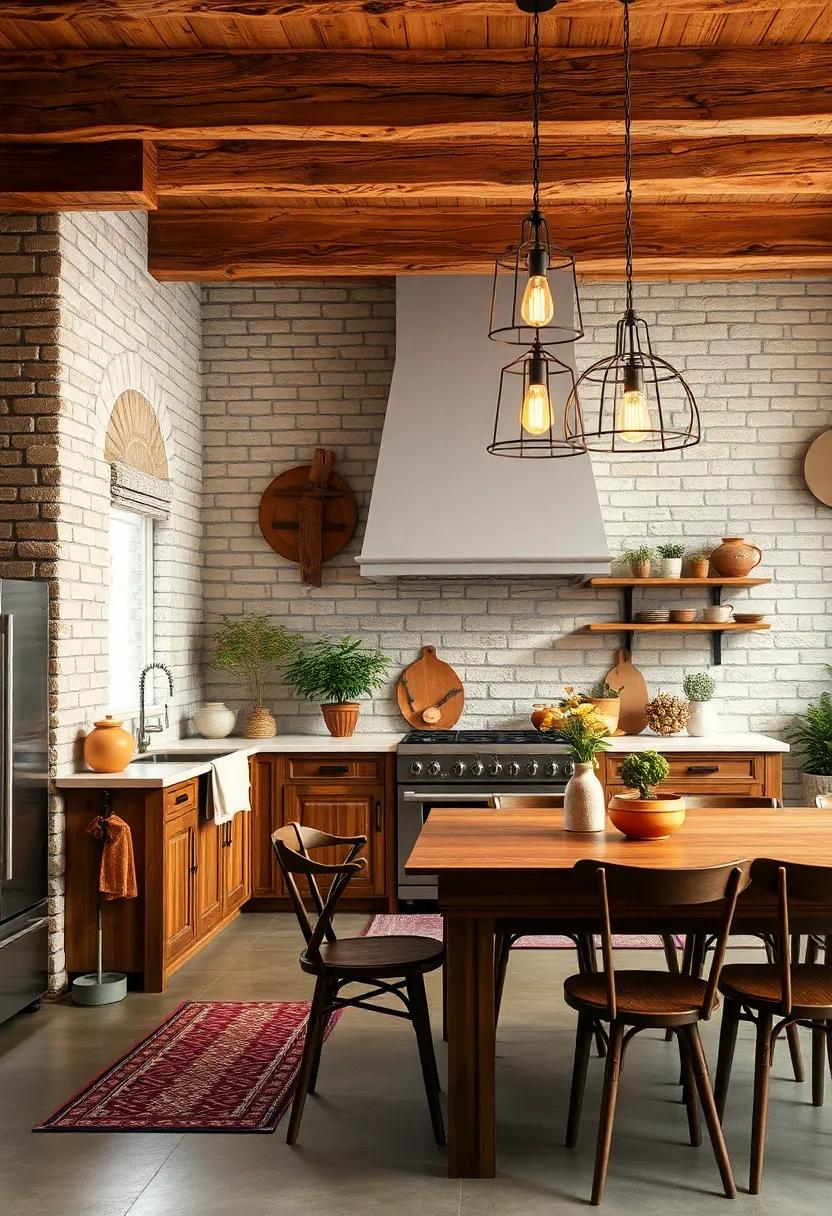 Vintage Lighting: Opt for pendant lights with an antique finish or wrought iron chandeliers to enhance the rustic charm and illuminate your space beautifully