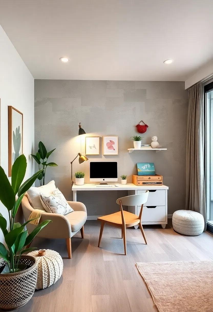 Playful Nursery​ Office: Uncover a ⁣creative nursery design that incorporates⁣ a small ⁣workstation with a retractable keyboard tray, ⁢blending function with family-friendly ‍style