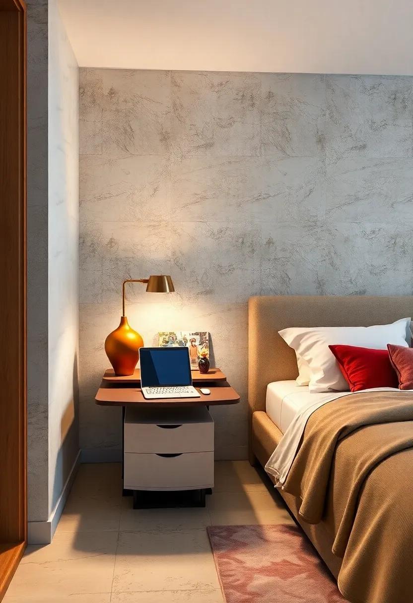 Bedside Workspace: Discover the compact elegance of a bedside table that transforms into a mini office⁤ with a cleverly⁣ embedded retractable keyboard tray