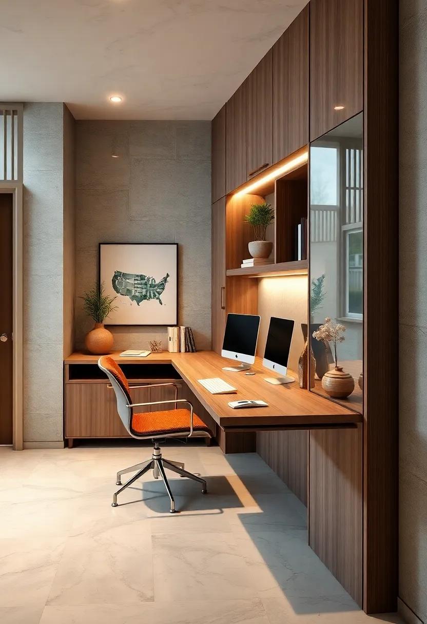 Hidden Desk Solution: A⁣ stunning cabinet that conceals a complete home office, featuring ‍a retractable keyboard ⁤tray that saves space and keeps‌ your workspace hidden away