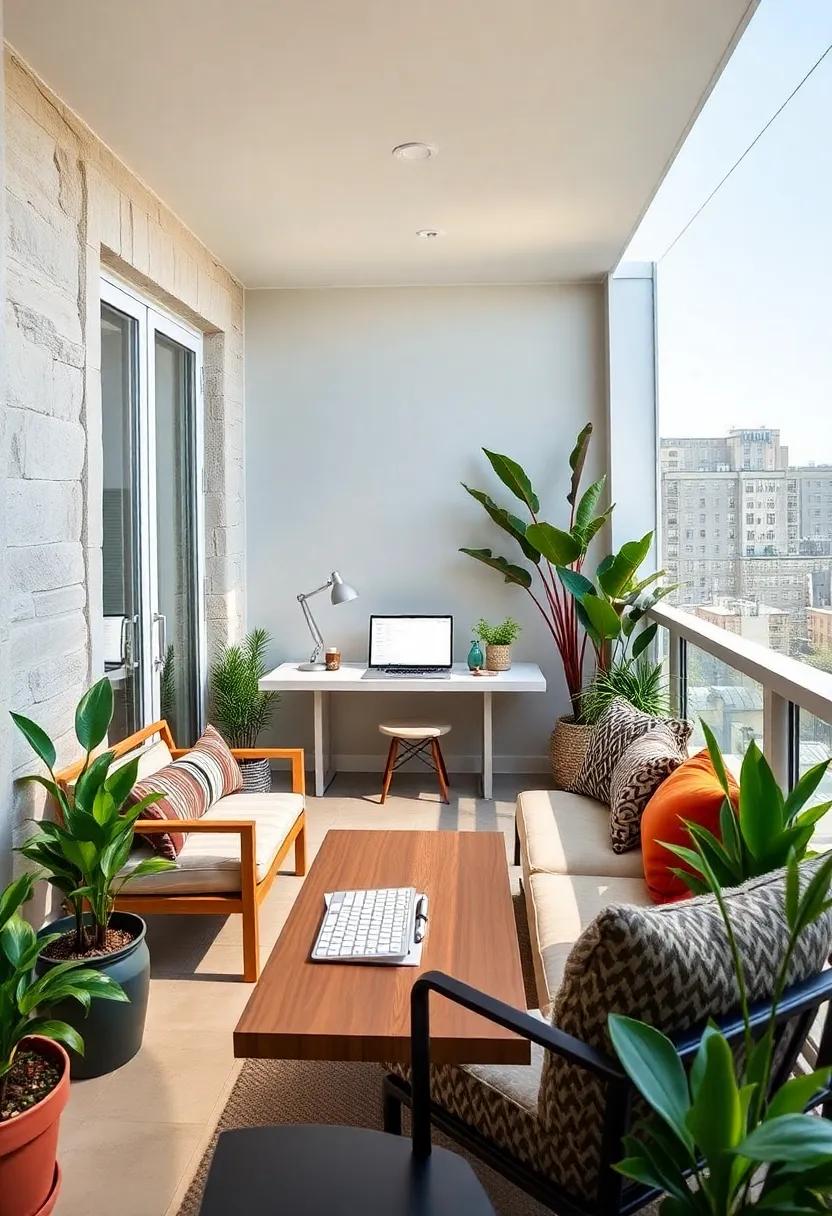 Balcony ⁤Office Retreat: Discover a⁤ small but⁢ serene balcony office with a retractable keyboard tray, allowing for an ⁢inspiring outdoor workspace without‌ sacrificing‌ space indoors