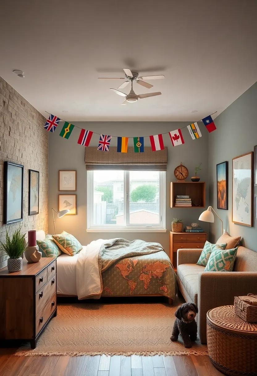 Travel-inspired Bunting: Hang​ vintage-style bunting or flags from different countries around the⁢ room for a‍ festive touch