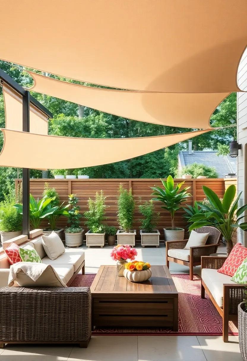 Sail Shade ‌Structures: Ascend your fencing game with large ‍sail shades that can block wind while providing⁢ a stylish element to your garden, perfect for outdoor lounging