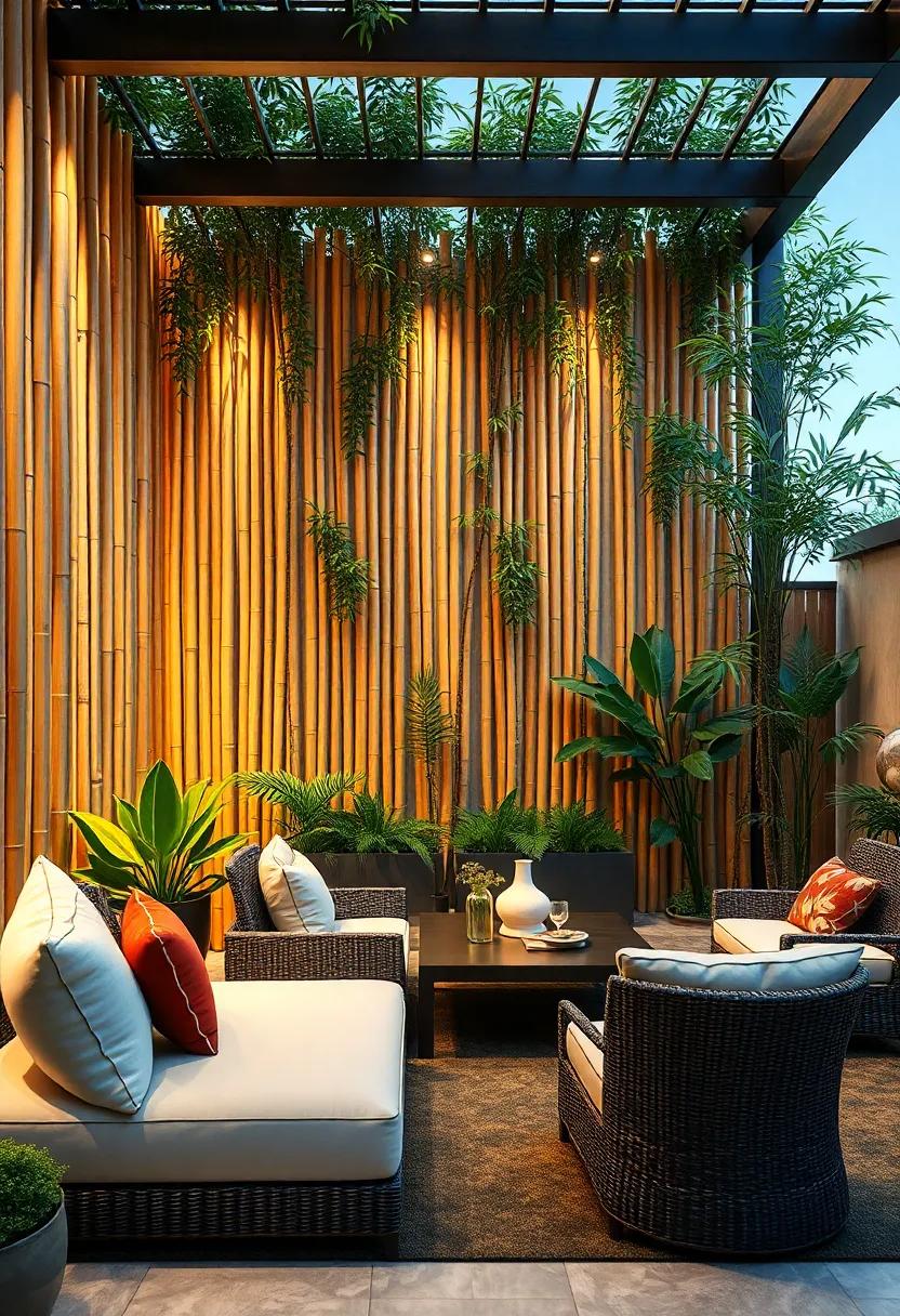 vertical Bamboo Gardens: Layering bamboo vertically creates a unique wind barrier that enhances privacy while offering a chic ⁢look to ⁤modern garden designs
