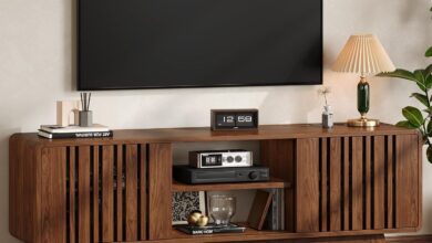 Why We Love This 63-Inch Walnut TV Stand with Smart Storage