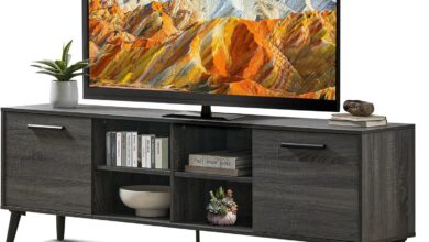 Our Honest Take: Mid-Century Modern TV Stand for Spacious Storage