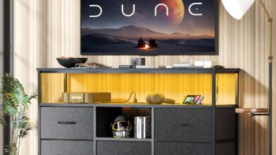 Our Honest Take on the 47″ LED Fabric TV Stand with Storage & Power