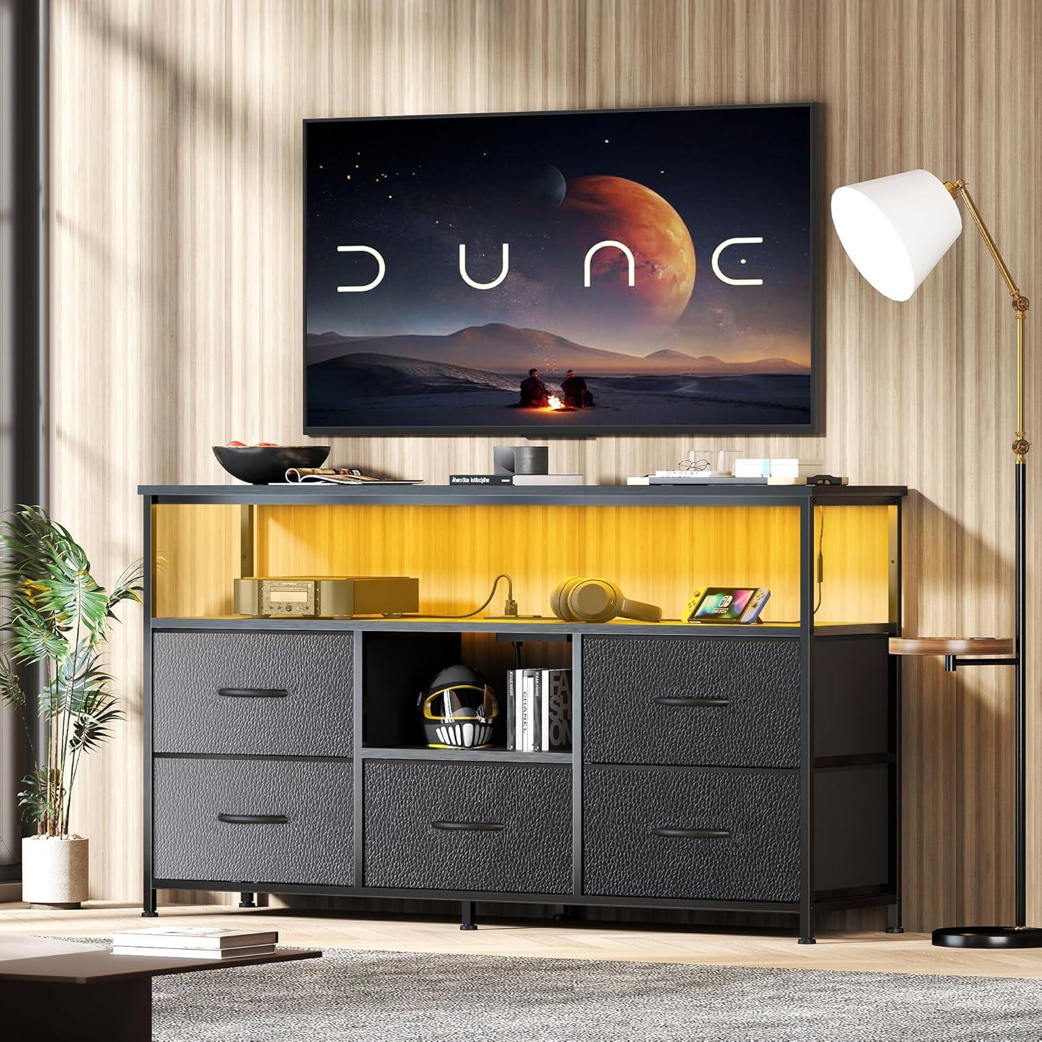 Our Honest Take on the 47″ LED Fabric TV Stand with Storage & Power