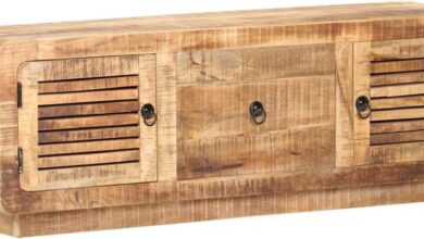 Our Take on the Durable Rough Mango Wood TV Stand for Small Spaces