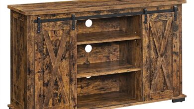 Our Take on the VASAGLE Rustic TV Stand with Sliding Doors