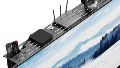 How We Organized Our Desk with the Steel TV Top Shelf Stand