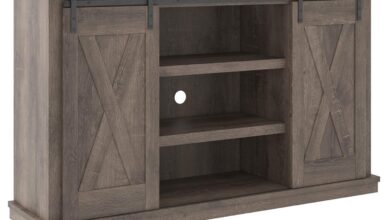 Our Take on the Ashley Arlenbry Farmhouse TV Stand’s Rustic Charm