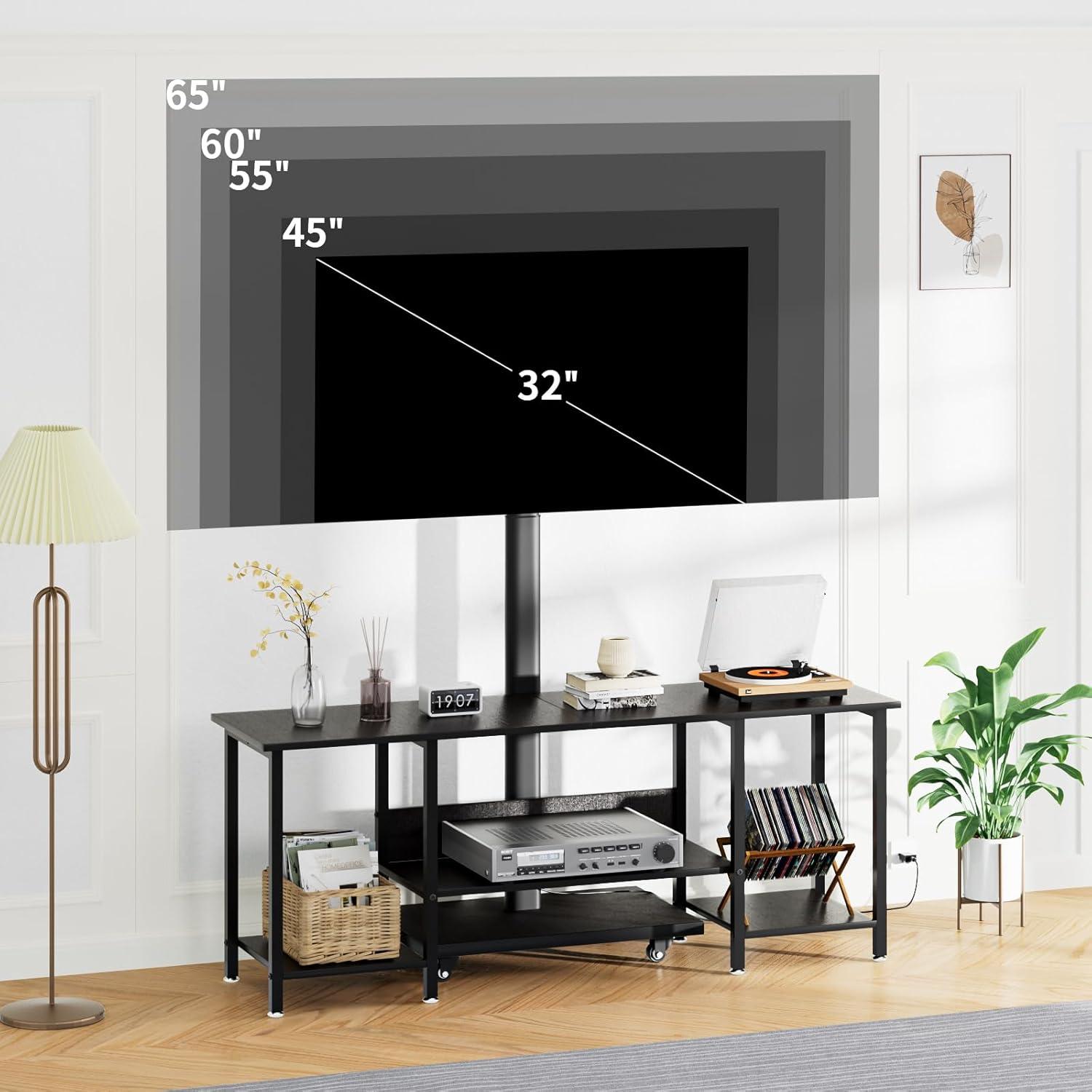 our Review:⁣ Versatile Rolling TV Stand with swivel​ & Power Outlets