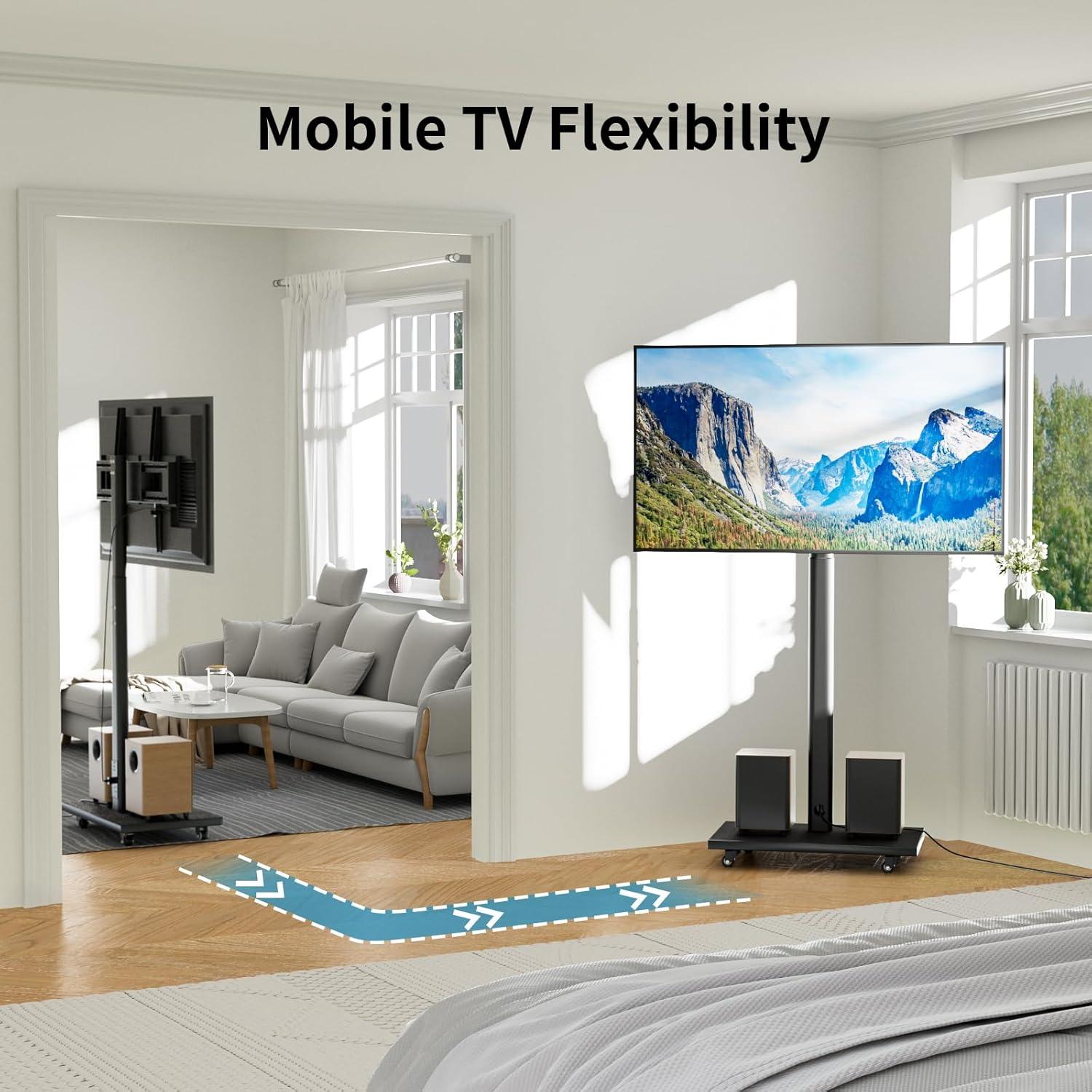 Our Review: versatile ⁤Rolling TV Stand⁢ with Swivel & power Outlets