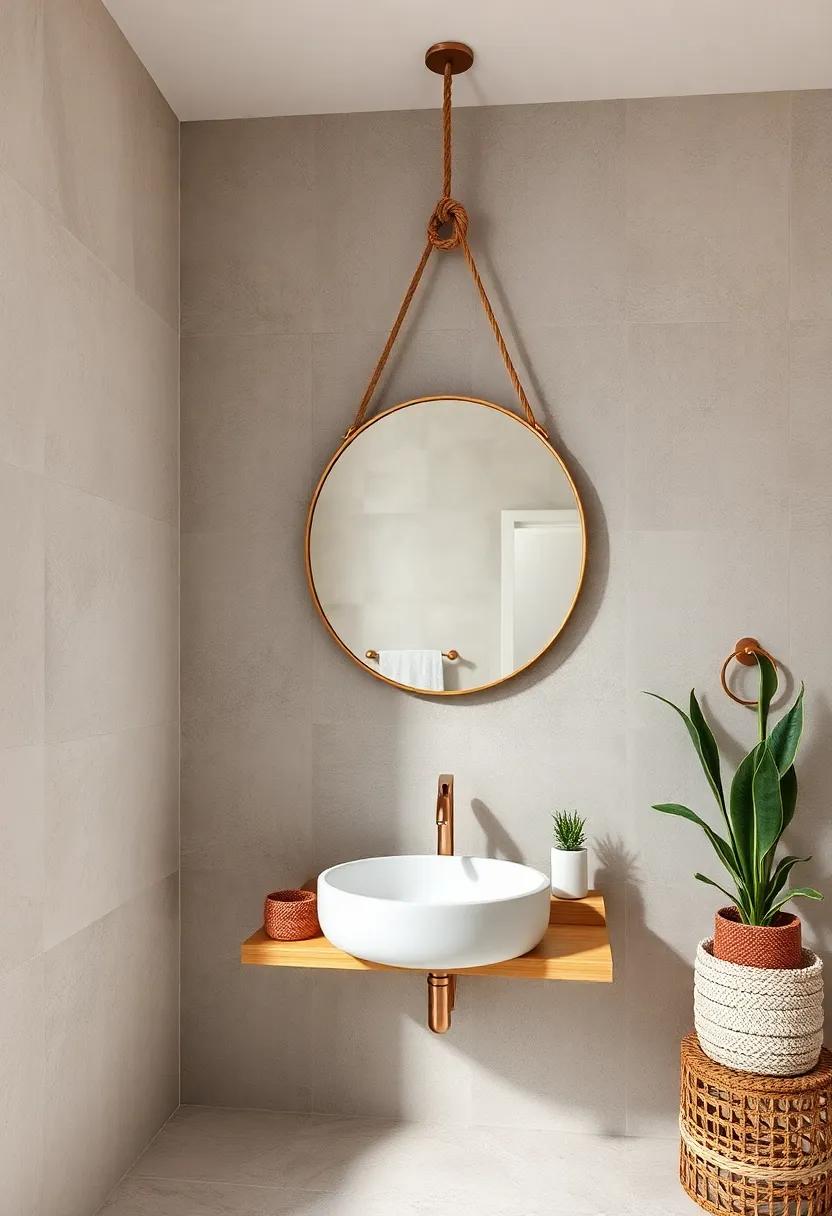Hanging Rope Mirror:‍ Capture ​a ⁣boho aesthetic ‍with ⁤a mirror suspended from a‌ natural⁣ rope, perfect for adding a relaxed vibe