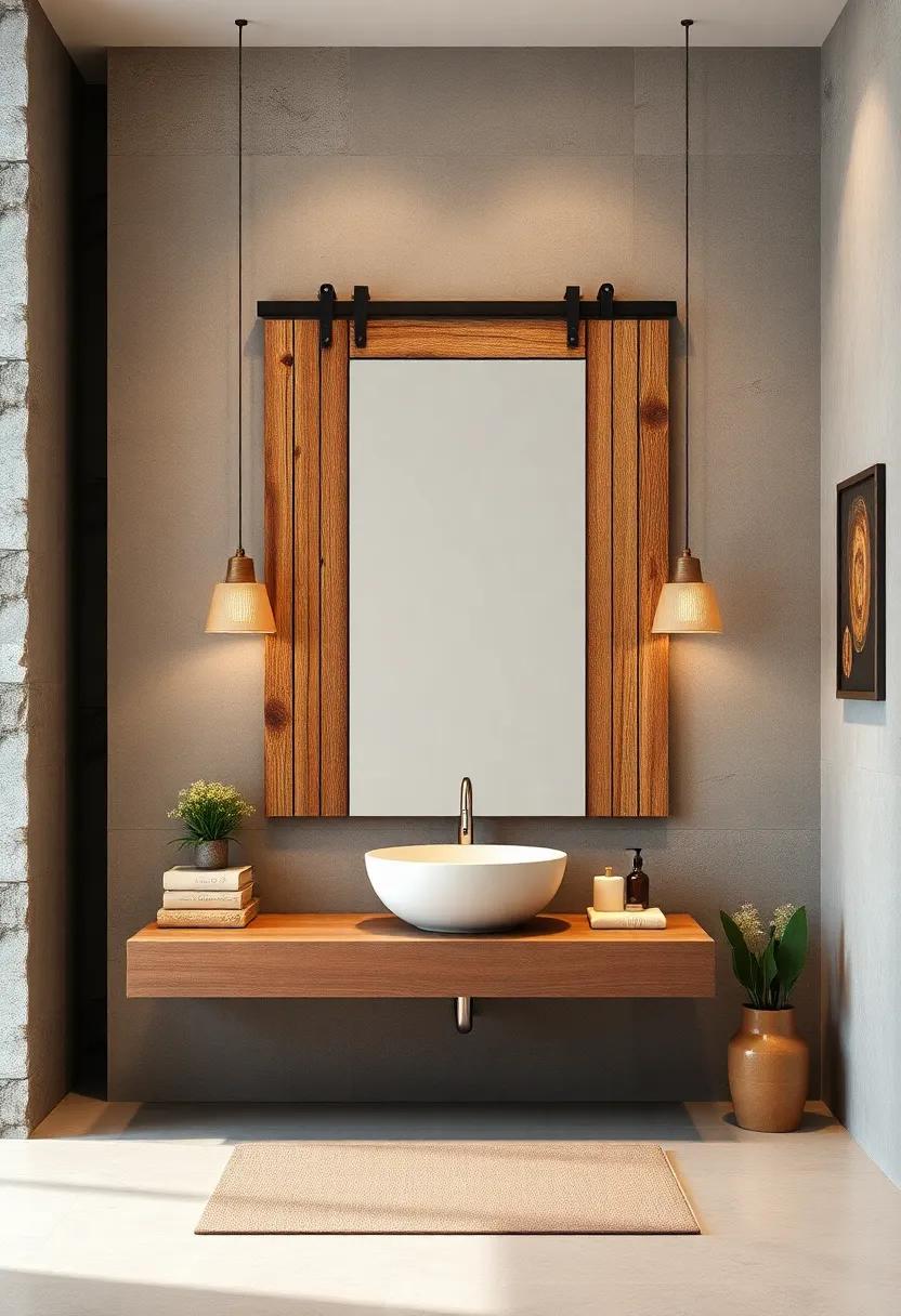 Rustic Barn ⁢Door​ Mirror: Infuse your bathroom⁢ with ⁣farmhouse vibes using a⁤ mirror that mimics ‍the look of a ‍weathered barn door