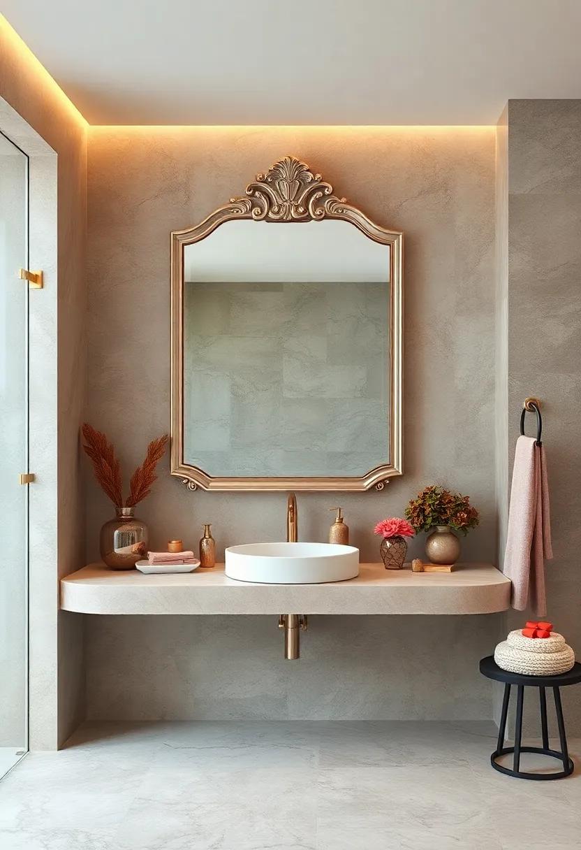 Vintage‌ Vanity Mirror: Opt ‌for‍ a ⁣classic vanity-style mirror with​ elegant detailing for ⁢a luxurious, spa-like feel