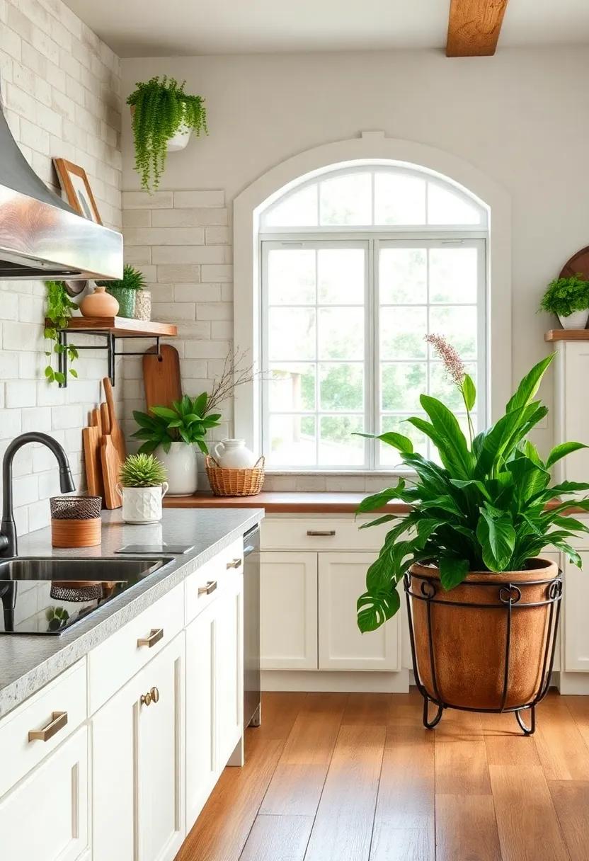 Indoor Iron Planters: Dress your kitchen with greenery in indoor iron planters that add life and connect the outdoors with a rustic touch