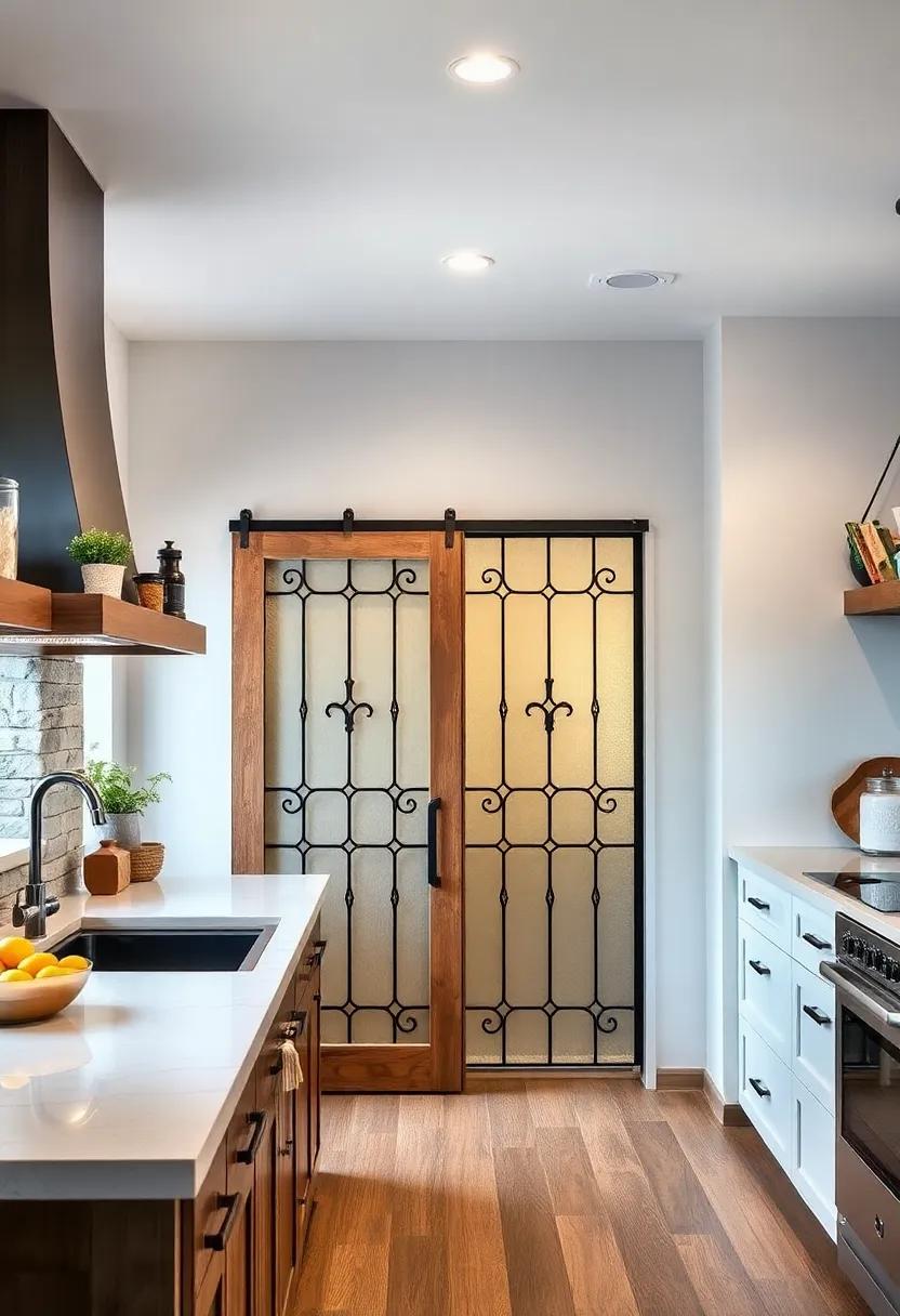 Iron Wine Rack: Incorporate an iron wine rack to both display your collection and add a sophisticated rustic element to the kitchen