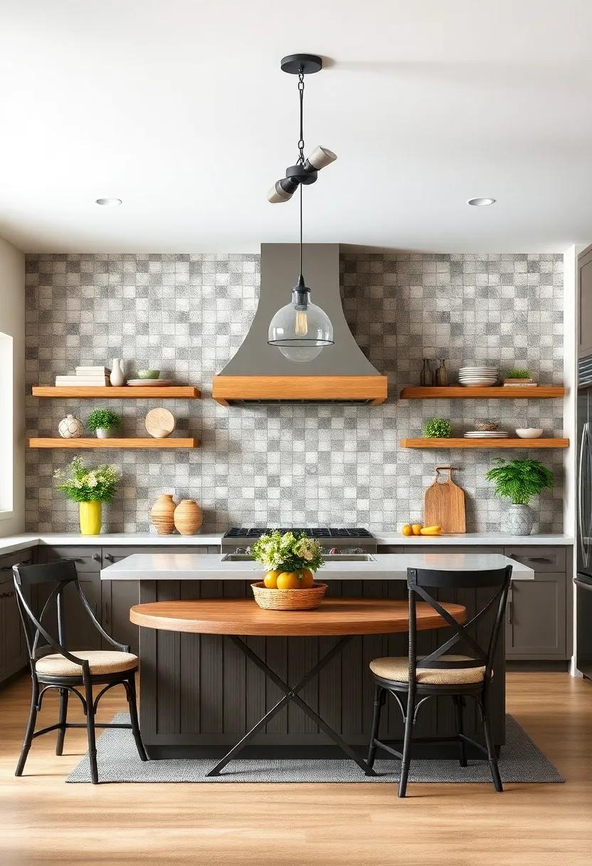 Iron Grid Backsplash: Utilize iron mesh or a grid panel for a unique backsplash that adds texture and enhances the overall farmhouse theme