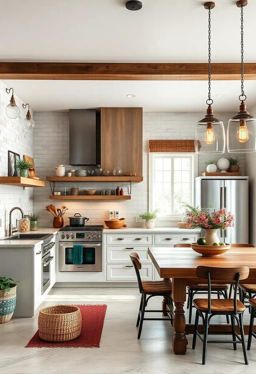 Mixed Material Light Fixtures: Combine iron with wood or glass in your light fixtures for a layered look that echoes a rustic farm aesthetic