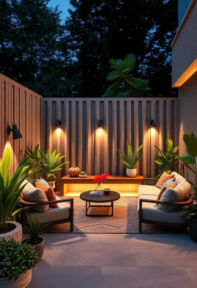 Luminary Storage Fence: A unique design featuring built-in storage for outdoor ⁢lighting fixtures, creating a beautifully lit‌ space without cluttering⁤ your garden area