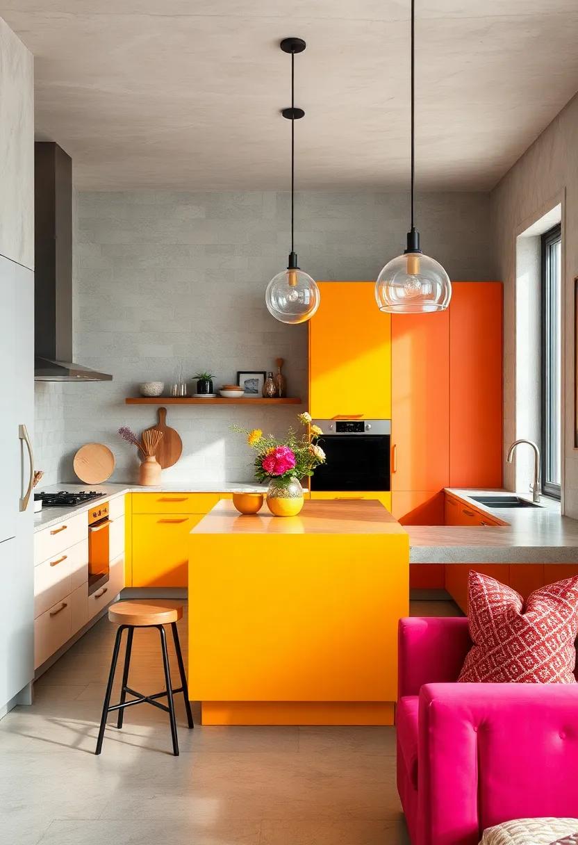 Bold Color⁢ Statement: Dare to add ​a pop of color to your galley kitchen with a vibrant island that contrasts against neutral cabinets for an eye-catching focal point