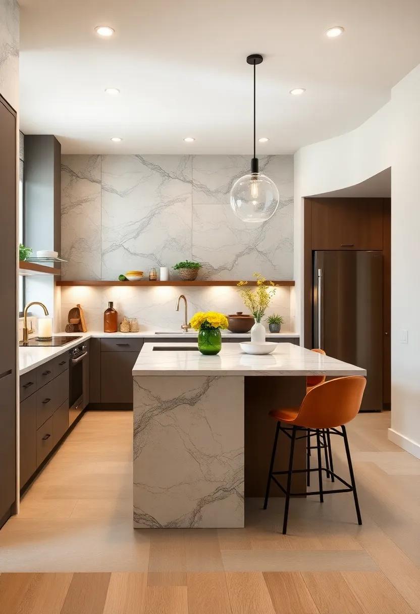 Glamorous Touch: Install ‌a marble-topped island for an ‌elegant finish that sets a luxurious tone and ‍complements⁣ high-end‌ appliances