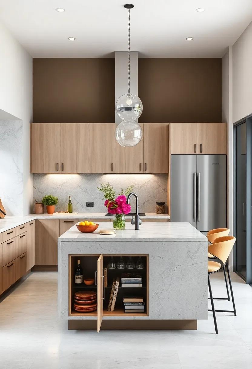 Hidden⁤ Bar: Design an island that features a concealed drinks cabinet, perfect ⁤for entertaining without cluttering​ your main‍ cooking space