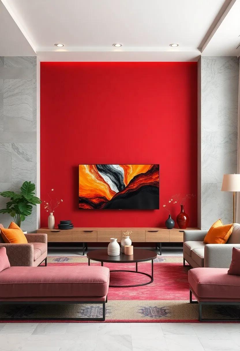 Color-Blocked Walls: Paint the wall behind your TV in bold,contrasting colors to create a⁤ striking visual impact and‌ enhance the viewing experience