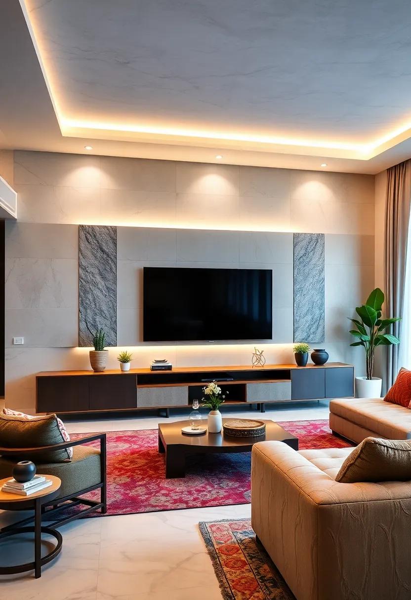 Integrated Lighting: incorporate LED strips or⁣ spotlighting‍ to highlight your TV wall and⁢ create a cozy⁢ ambiance for movie ⁢nights