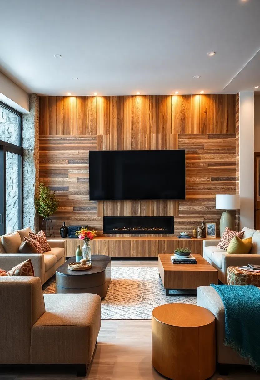Rustic Wood Panels: Use ​reclaimed wood slats to⁢ create a warm ⁤and inviting backdrop ‌that⁣ adds character and texture ‍to your entertainment space