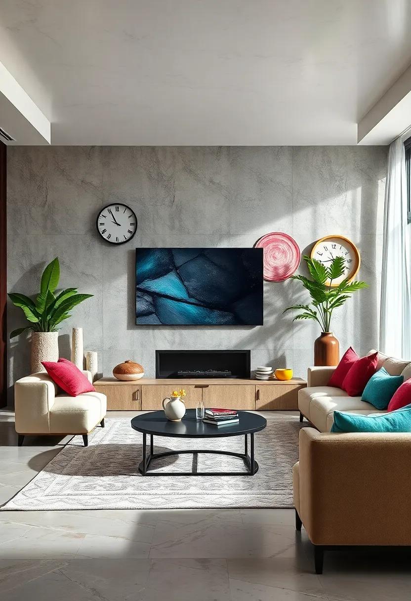Whimsical Decor: Bring in fun, quirky accents like oversized wall ⁣clocks, playful‌ art,​ or ⁤even neon signs to add personality to the TV area