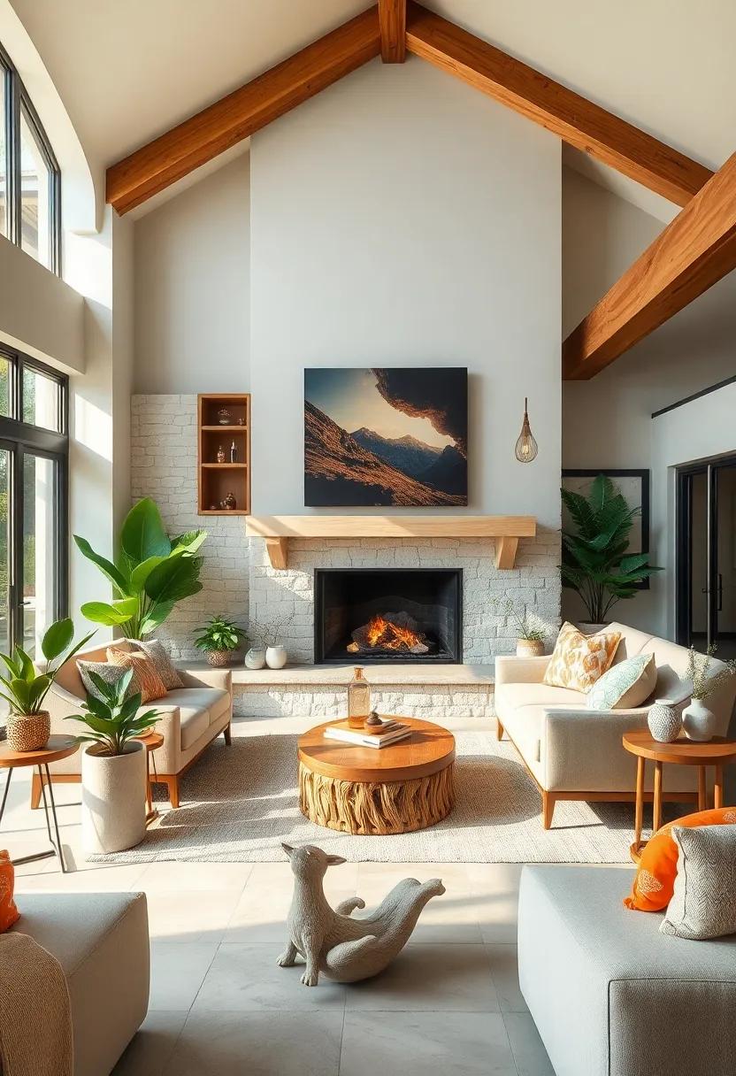 Fill your living room with natural elements like ⁢potted ⁢plants and driftwood accents, seamlessly blending indoor comfort ⁢with outdoor tranquility