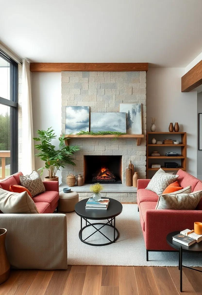 Create ⁣a ​dual-purpose space with ‍a ​fireplace that separates the living ⁣area from a home office, blending functionality ‌with cozy aesthetics