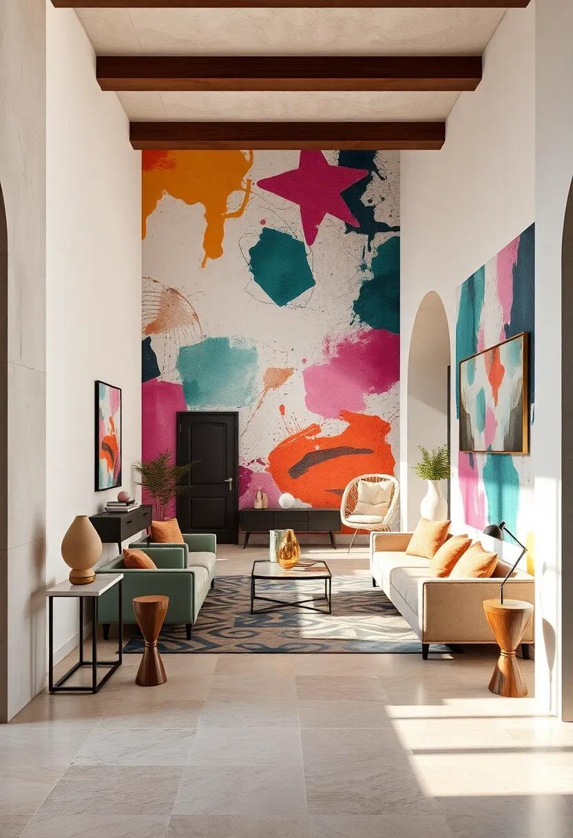 Abstract splashes: ‍A whimsically abstract design, where colors collide, ensuring that every arrival feels like stepping into a gallery