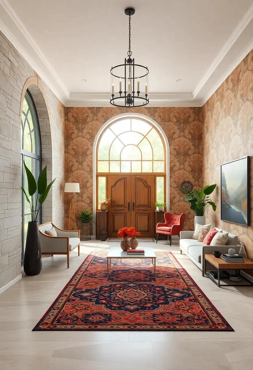 Historical tapestry: Wallpaper inspired by traditional tapestries, bringing depth ⁤and‍ story to ⁤an entry that reflects time and culture