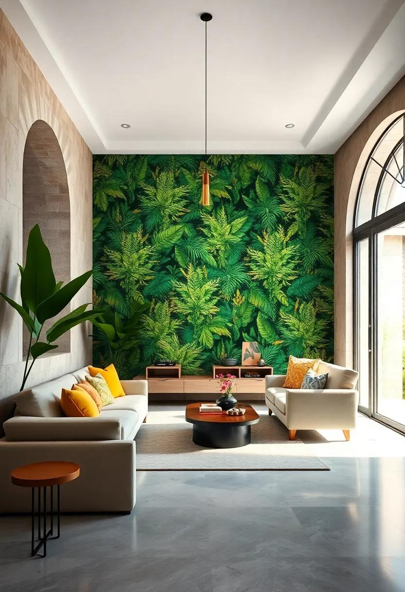 Jungle​ retreat: Wallpaper featuring lush tropical motifs that transport you to a ‌serene escape, right as you cross the threshold
