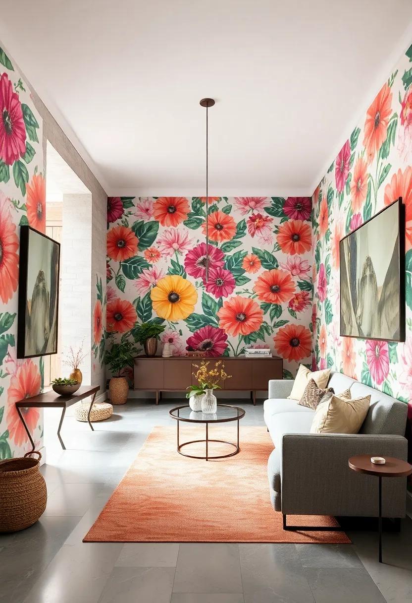 Vibrant florals: An entryway brought to life with oversized floral patterns that greet⁣ visitors with bursts of color and whimsy